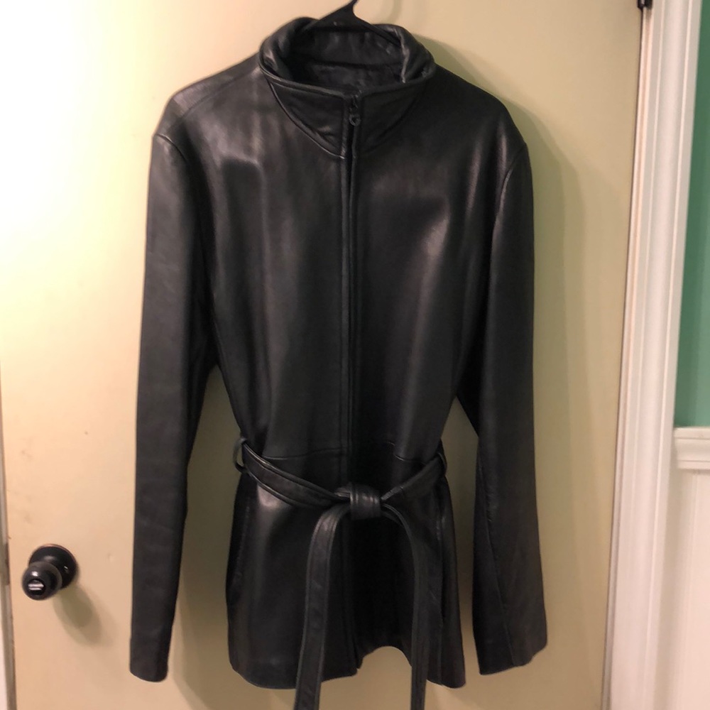 Vintage belted leather jacket